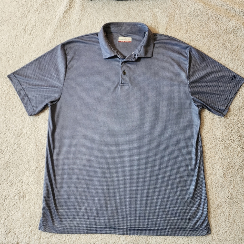 Grand Slam Performance Short Sleeve Plaid Blue/White Button Polo Shirt Size: XL
